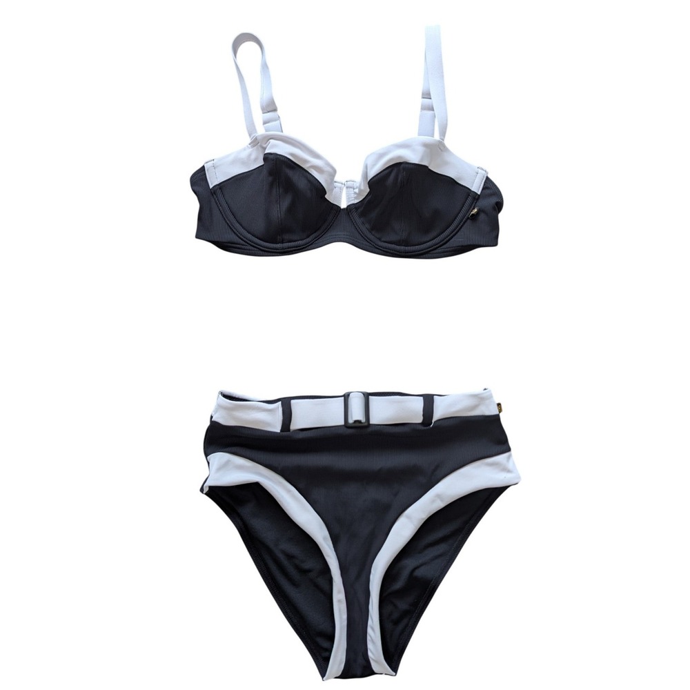 La vie Ambrose black and‎ white retro high-waisted bikini sets adjustable